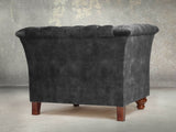 Darcy Chesterfield Chair In Black Cat Vintage Velvet