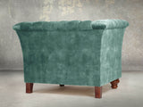 Darcy Chesterfield Chair In Ocean Storm Vintage Velvet
