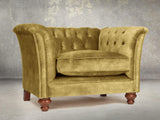 Darcy Chesterfield Chair In Olive Vintage Velvet