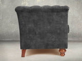 Darcy Snug 2 Seat Chesterfield Sofa In Black Cat Vintage Velvet