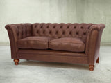 Darcy Snug 2 Seat Chesterfield Sofa In Conker Ol' School Leather