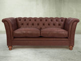 Darcy Snug 2 Seat Chesterfield Sofa In Conker Ol' School Leather