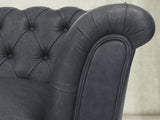 Darcy Snug 2 Seat Chesterfield Sofa In Midnight Ol' School Leather