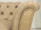 Darcy Snug 2 Seat Chesterfield Sofa In Mushroom Ol' School Leather