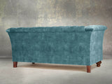 Darcy Snug 2 Seat Chesterfield Sofa In Teal Vintage Velvet