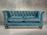 Darcy Snug 2 Seat Chesterfield Sofa In Teal Vintage Velvet