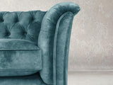 Darcy Snug 2 Seat Chesterfield Sofa In Teal Vintage Velvet