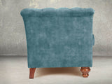 Darcy Snug 2 Seat Chesterfield Sofa In Teal Vintage Velvet