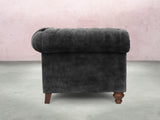Elsa 2 Seat Chesterfield Sofa In Black Cat Vintage Velvet