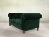 Elsa 2 Seat Chesterfield Sofa In Dark Green Lush Velvet