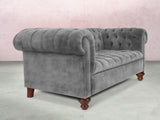 Elsa 2 Seat Chesterfield Sofa In Dove Vintage Velvet