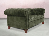 Elsa 2 Seat Chesterfield Sofa In Jade Vintage Velvet