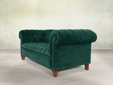 Elsa 2 Seat Chesterfield Sofa In Kingfisher Lush Velvet