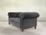 Elsa 2 Seat Chesterfield Sofa In Nickel Lush Velvet