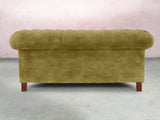 Elsa 2 Seat Chesterfield Sofa In Olive Vintage Velvet