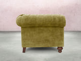 Elsa 2 Seat Chesterfield Sofa In Olive Vintage Velvet