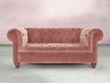 Elsa 2 Seat Chesterfield Sofa In Pink Blush Vintage Velvet