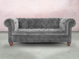 Elsa 3 Seat Chesterfield Sofa In Dove Vintage Velvet