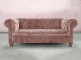 Elsa 3 Seat Chesterfield Sofa In Dusky Pink Vintage Velvet