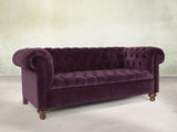 Elsa 3 Seat Chesterfield Sofa In Grape Lush Velvet