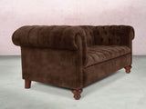 Elsa 3 Seat Chesterfield Sofa In Hickory Vintage Velvet