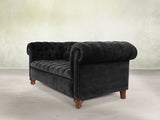 Elsa 3 Seat Chesterfield Sofa In Jet Black Lush Velvet