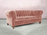Elsa 3 Seat Chesterfield Sofa In Pink Blush Vintage Velvet