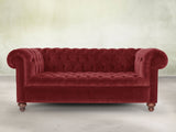 Elsa 3 Seat Chesterfield Sofa In Red Lush Velvet