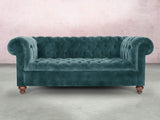 Elsa 3 Seat Chesterfield Sofa In Teal Vintage Velvet