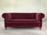 Elsa 3 Seat Chesterfield Sofa In Wine Lush Velvet
