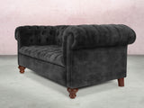 Elsa Bigger 3 Seat Chesterfield Sofa In Black Cat Vintage Velvet