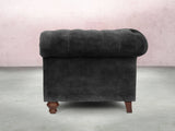 Elsa Bigger 3 Seat Chesterfield Sofa In Black Cat Vintage Velvet