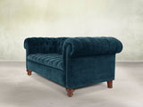 Elsa Bigger 3 Seat Chesterfield Sofa In Blue Lush Velvet