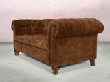 Elsa Bigger 3 Seat Chesterfield Sofa In Burnt Umber Vintage Velvet
