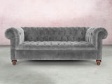 Elsa Bigger 3 Seat Chesterfield Sofa In Dove Vintage Velvet