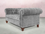 Elsa Bigger 3 Seat Chesterfield Sofa In Dove Vintage Velvet