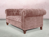 Elsa Bigger 3 Seat Chesterfield Sofa In Dusky Pink Vintage Velvet