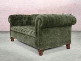 Elsa Bigger 3 Seat Chesterfield Sofa In Jade Vintage Velvet