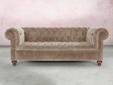 Elsa Bigger 3 Seat Chesterfield Sofa In Mocha Vintage Velvet