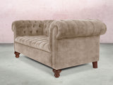 Elsa Bigger 3 Seat Chesterfield Sofa In Mocha Vintage Velvet