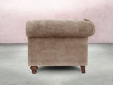 Elsa Bigger 3 Seat Chesterfield Sofa In Mocha Vintage Velvet