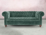 Elsa Bigger 3 Seat Chesterfield Sofa In Ocean Storm Vintage Velvet