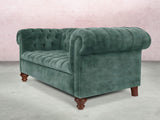 Elsa Bigger 3 Seat Chesterfield Sofa In Ocean Storm Vintage Velvet
