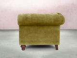 Elsa Bigger 3 Seat Chesterfield Sofa In Olive Vintage Velvet