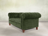 Elsa Bigger 3 Seat Chesterfield Sofa In Pine Lush Velvet