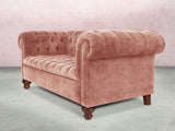 Elsa Bigger 3 Seat Chesterfield Sofa In Pink Blush Vintage Velvet