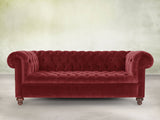 Elsa Bigger 3 Seat Chesterfield Sofa In Red Lush Velvet