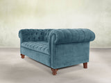 Elsa Bigger 3 Seat Chesterfield Sofa In Sky Lush Velvet