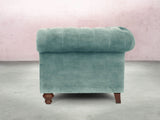 Elsa Bigger 3 Seat Chesterfield Sofa In Summer Mist Vintage Velvet