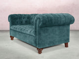 Elsa Bigger 3 Seat Chesterfield Sofa In Teal Vintage Velvet